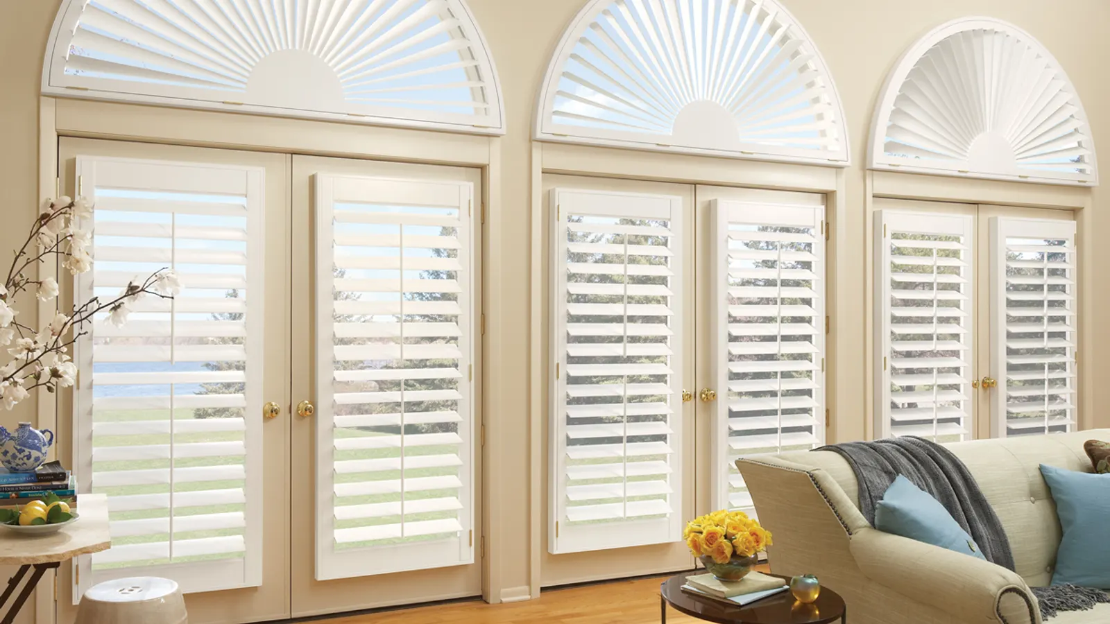 Living room of an investment property with window blinds